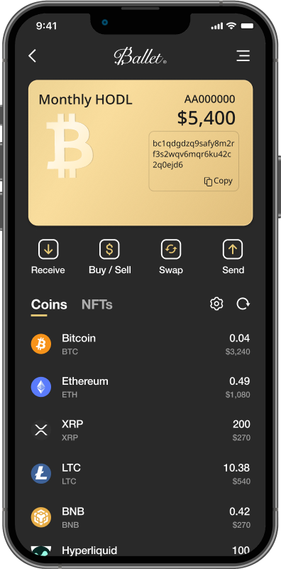 Ballet Crypto App screen